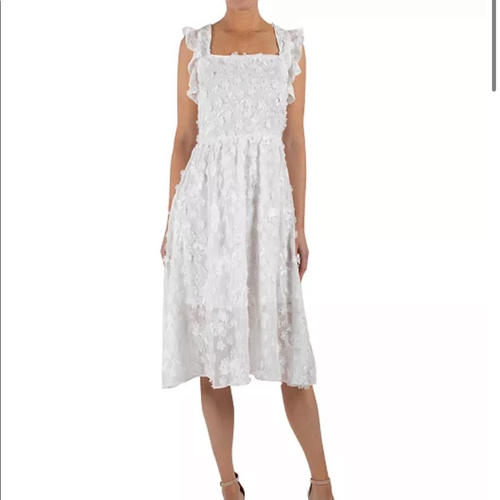 Julia Jordan Floral Appliqué A-Line Midi Dress, White dress size 16